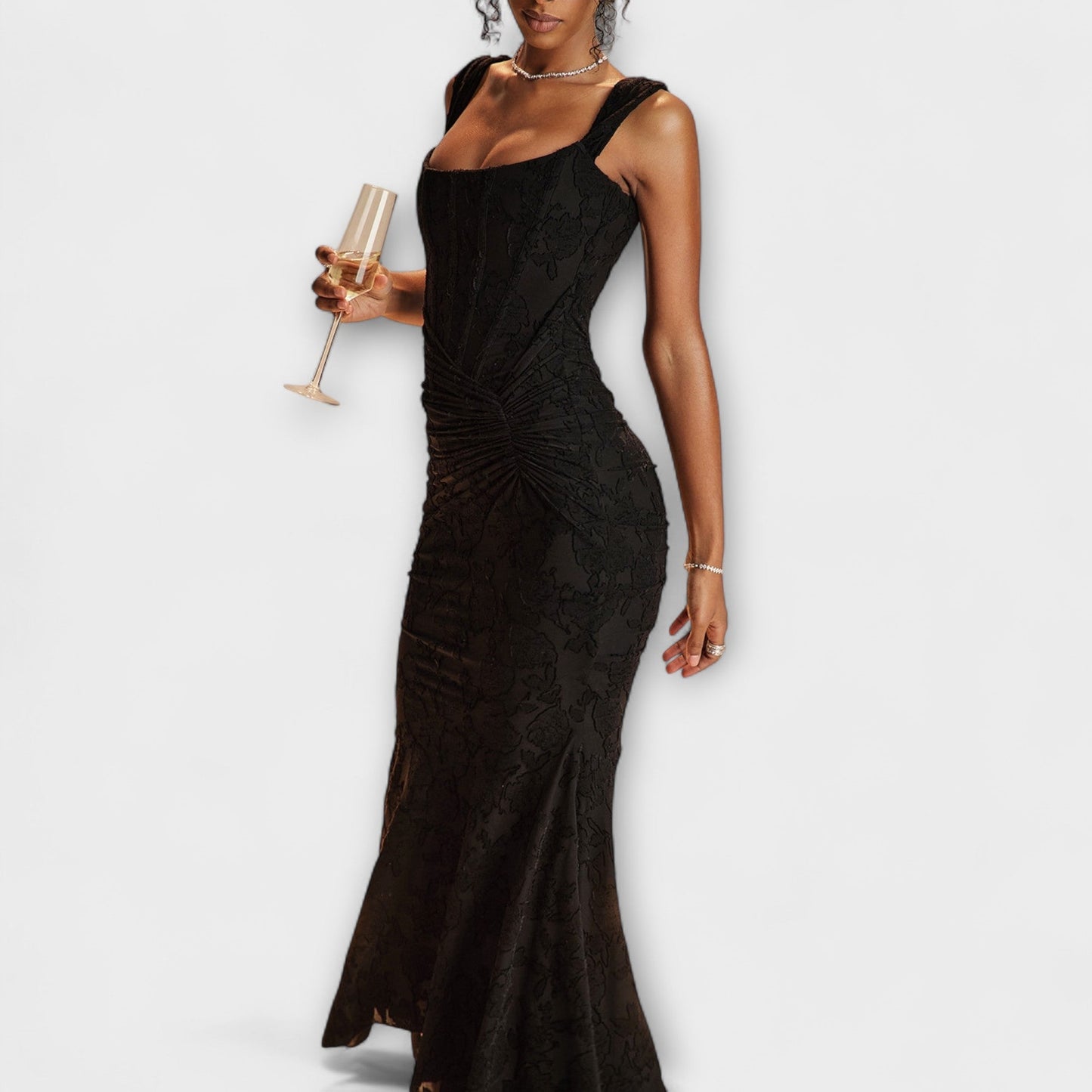 Renske - Elegant Long Dress with Refined Corset