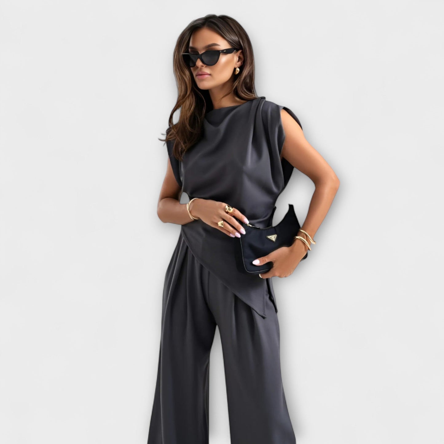 Sofia - Asymmetrical Outfit with Draped Shoulders