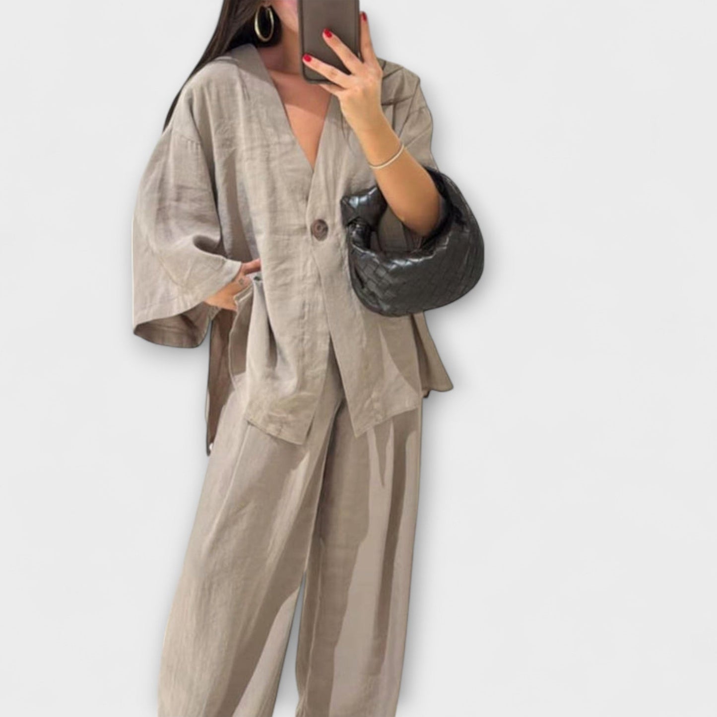 Jacqueline - Casual V-Neck Top and Pants Set