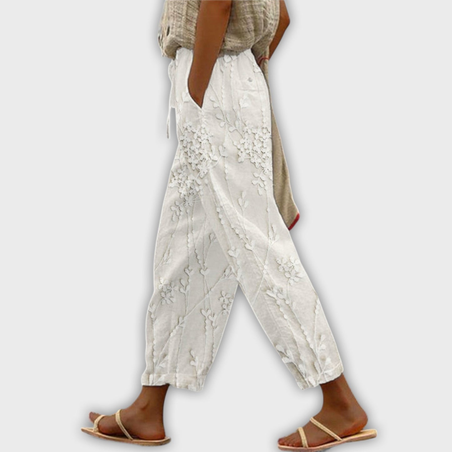 Zoey - Grape Leaf Pattern Printed Pants