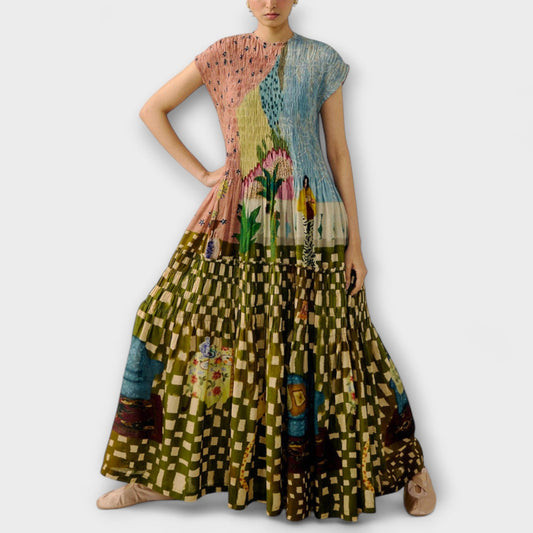 Amara - Animal Print Pleated Dress