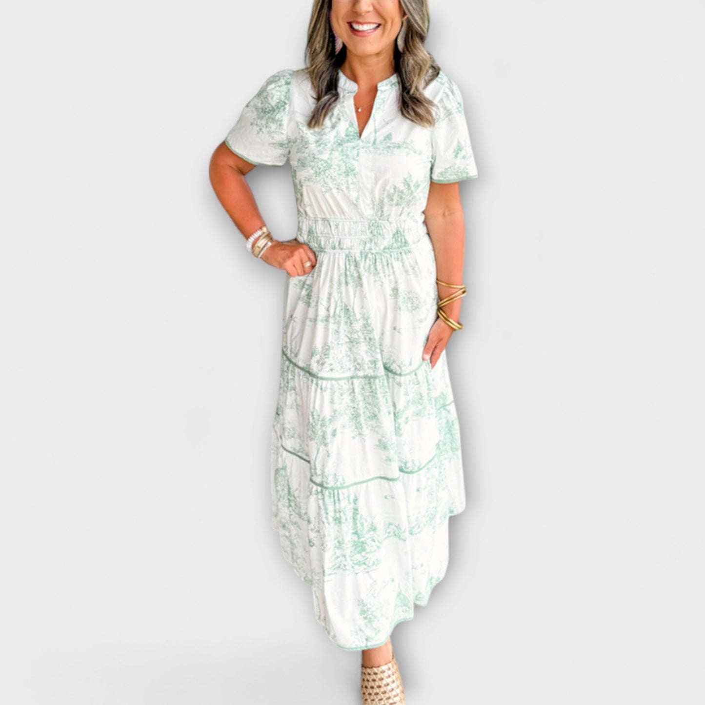 Eliza - Classic Toile Maxi Dress