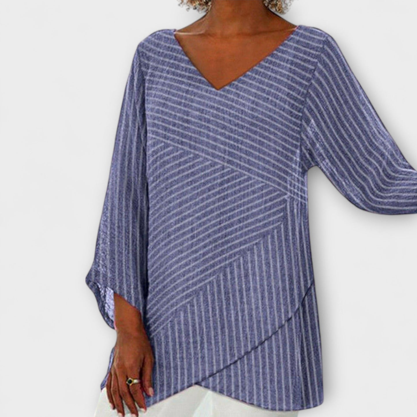 Penelope - Striped Draped Blouse