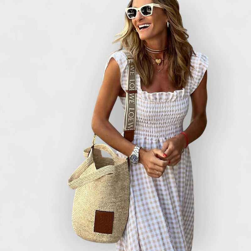 Suri - Maxi Dress with Ruffled Check Hem