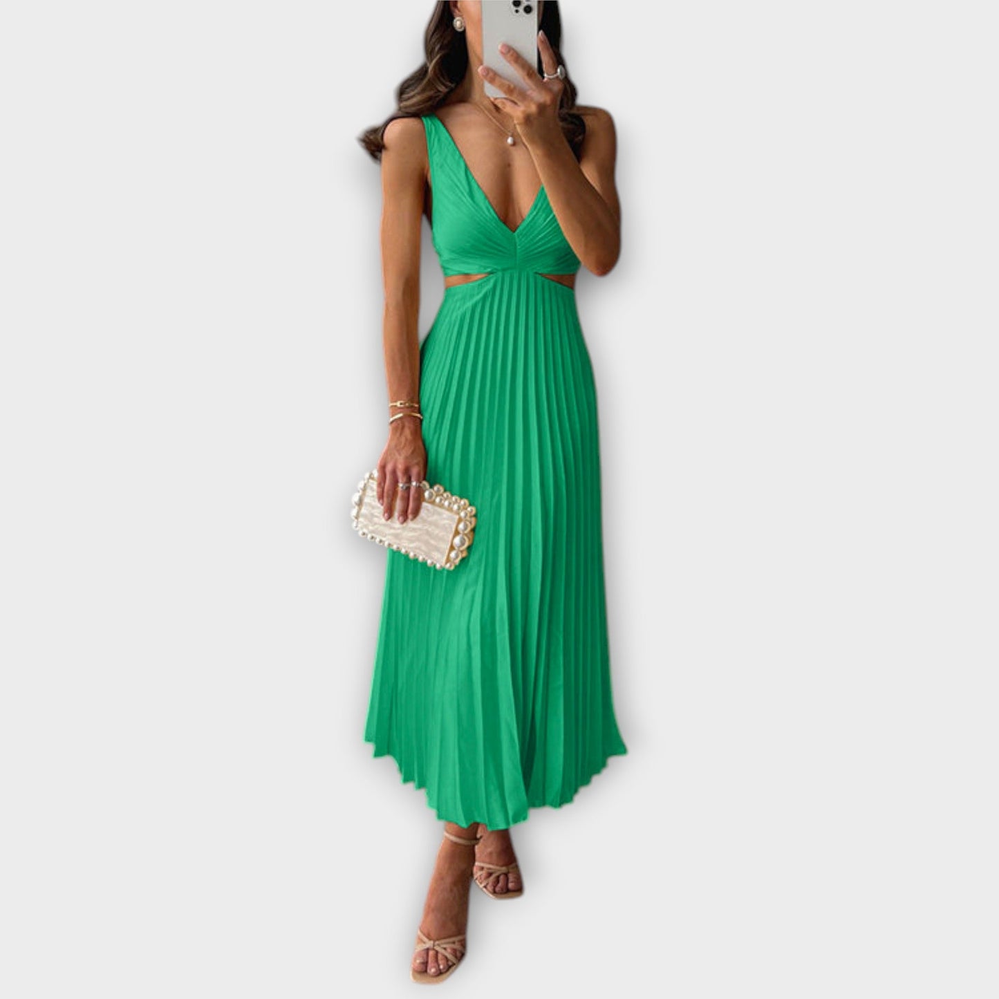 Chic Midi Evening Dress with Pleats
