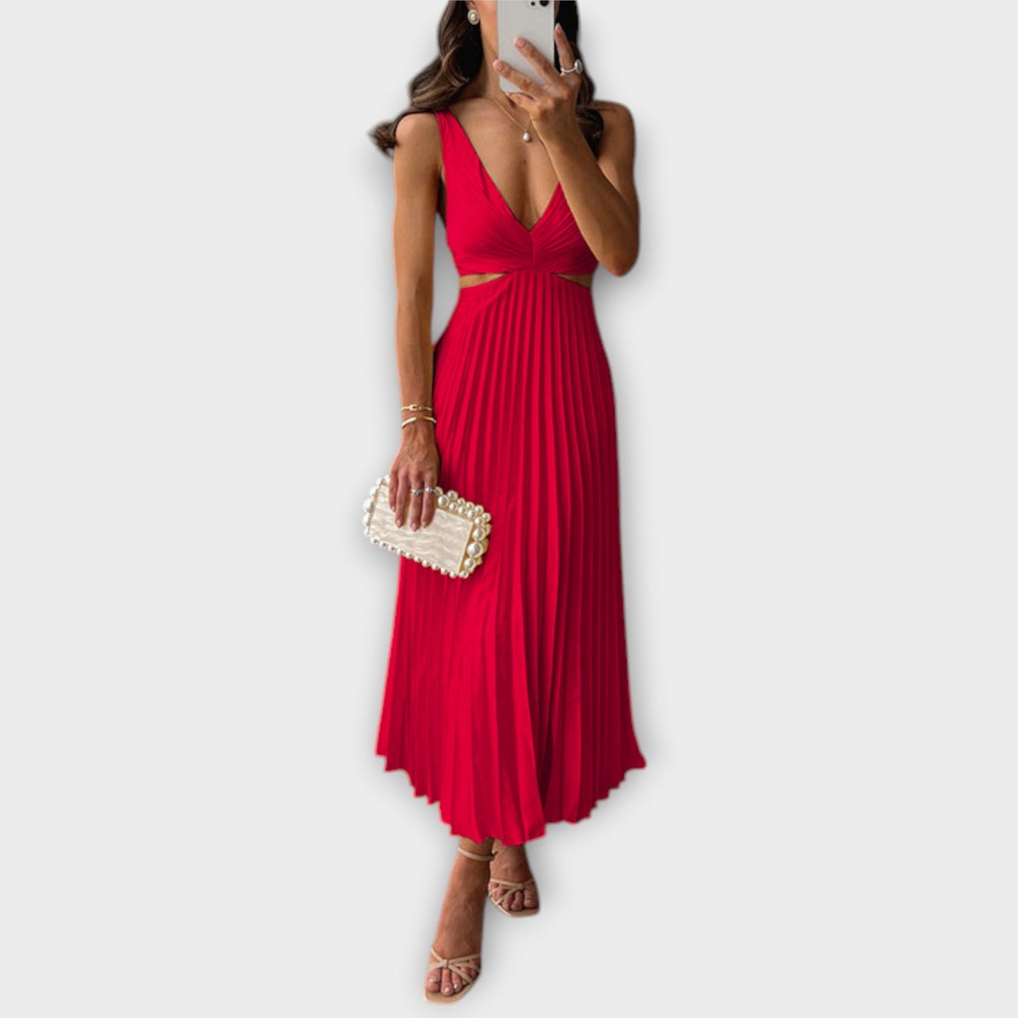 Chic Midi Evening Dress with Pleats