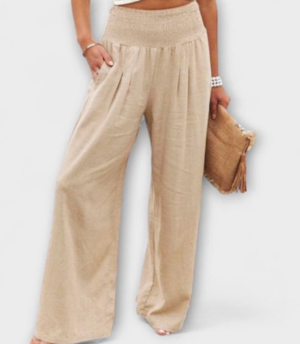 Thearya - Casual Wide-Leg Linen Pants