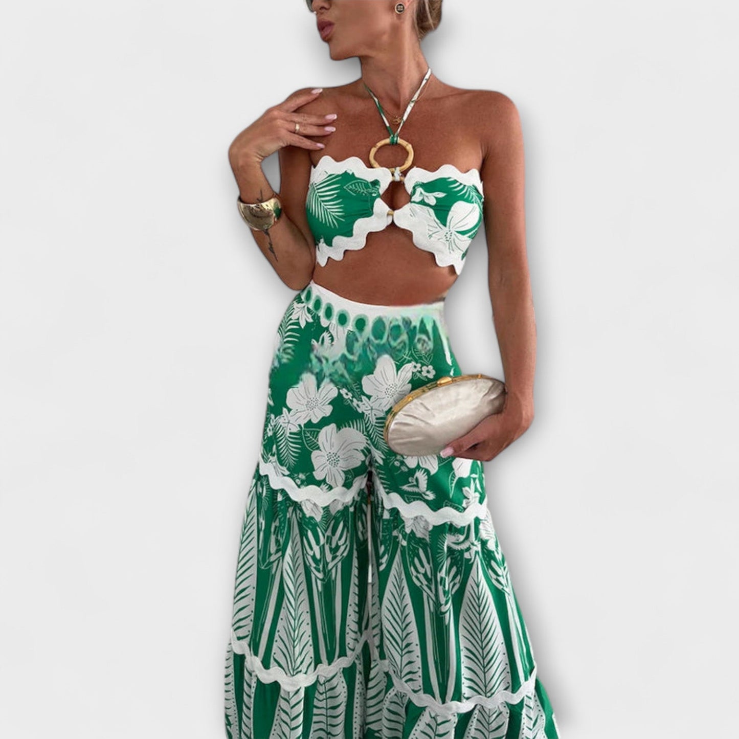 Zella - Cassie Halter Ring Set with Ric Rac Trim