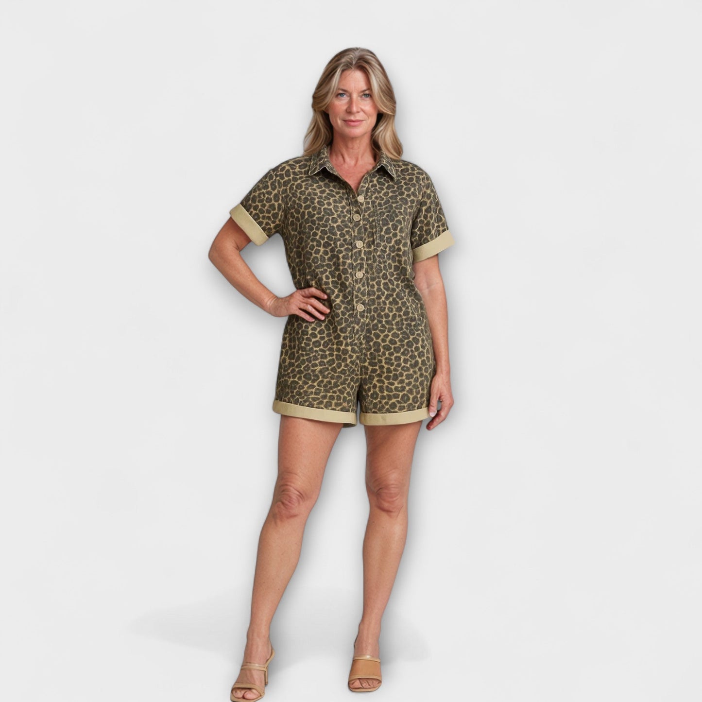 Nonette - Leopard Print Shirt Jumpsuit