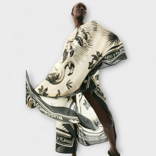 Melissa - Extra-Large Flamingo Print Maxi Kaftan Dress