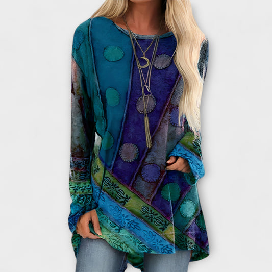 Chic Women's Blouse with Ethnic Print