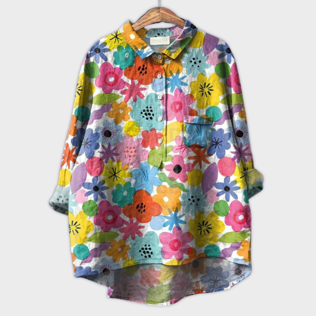Magdalena - Handcrafted Women's Blouse with Floral Design