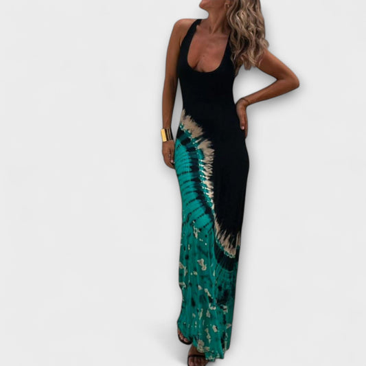 Livia - Maxi Dress with Starry Sky Tie-Dye Design