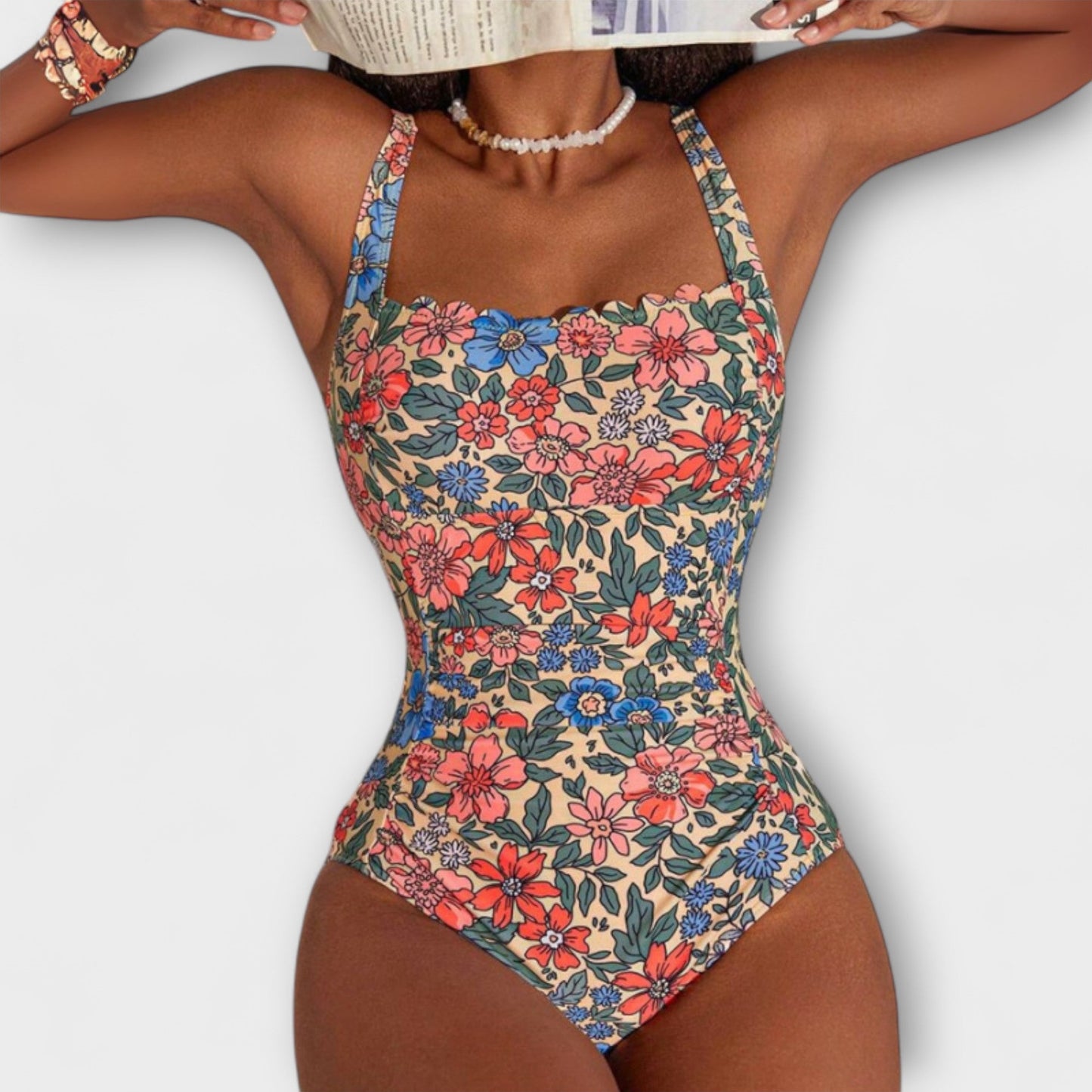 Wendy – Floral Print Halter Neck Swimsuit