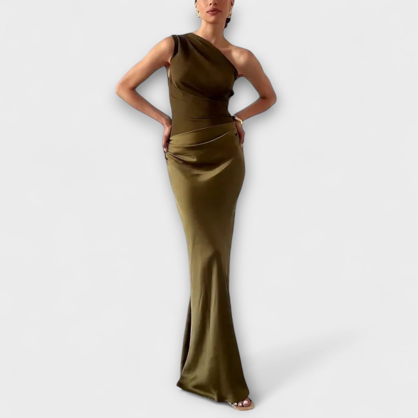 Chic One-Shoulder Pleated Maxi Dress