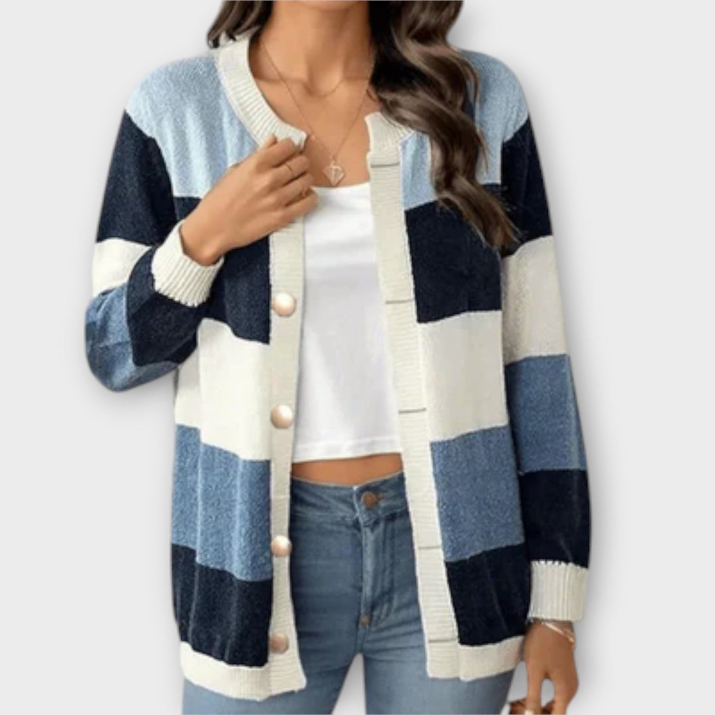 Lottenia - Striped Sweater Cardigan