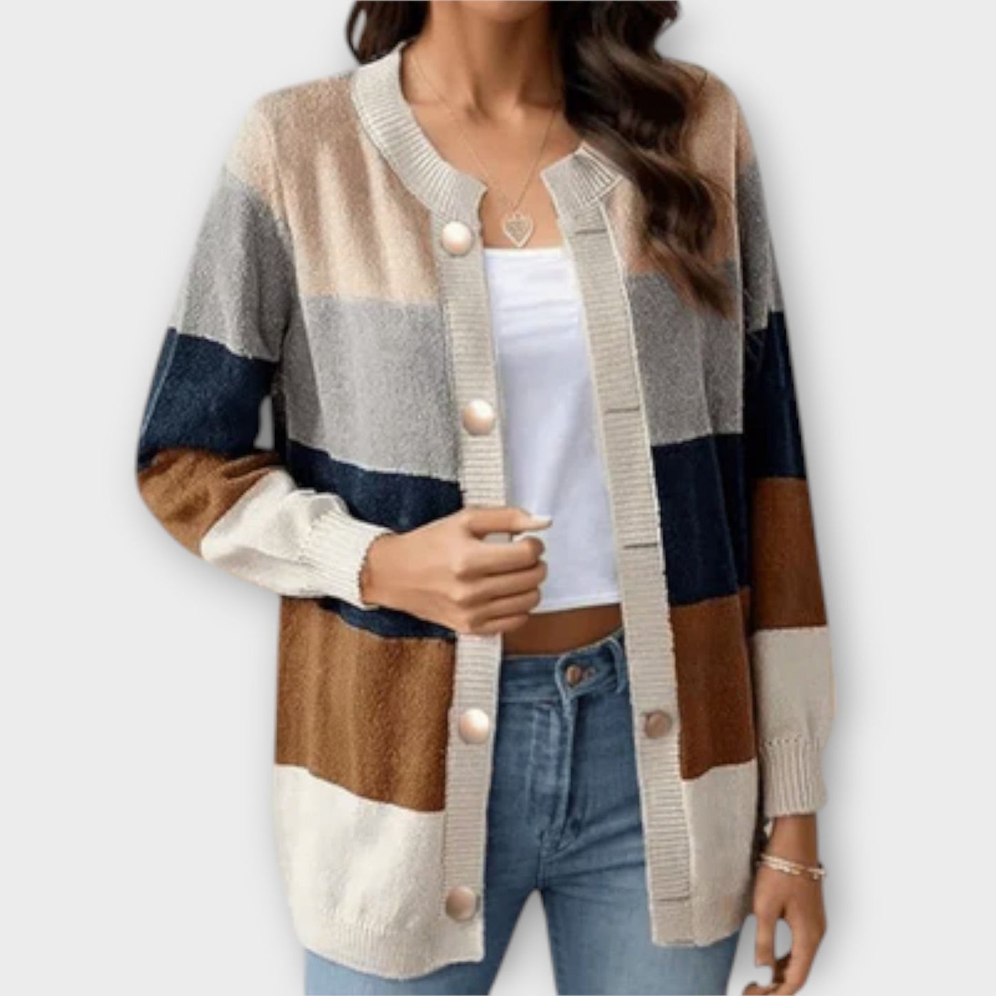 Lottenia - Striped Sweater Cardigan