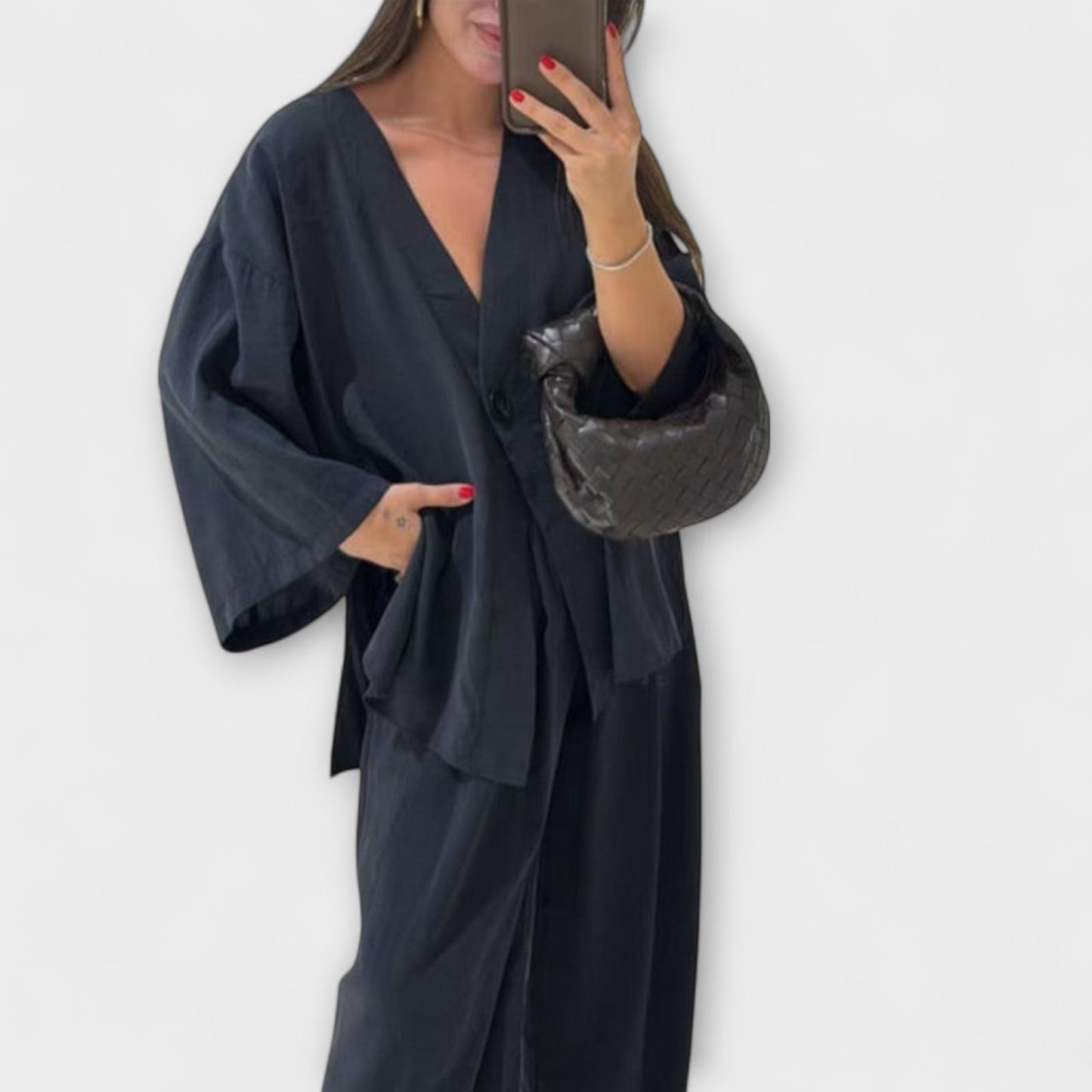 Jacqueline - Casual V-Neck Top and Pants Set