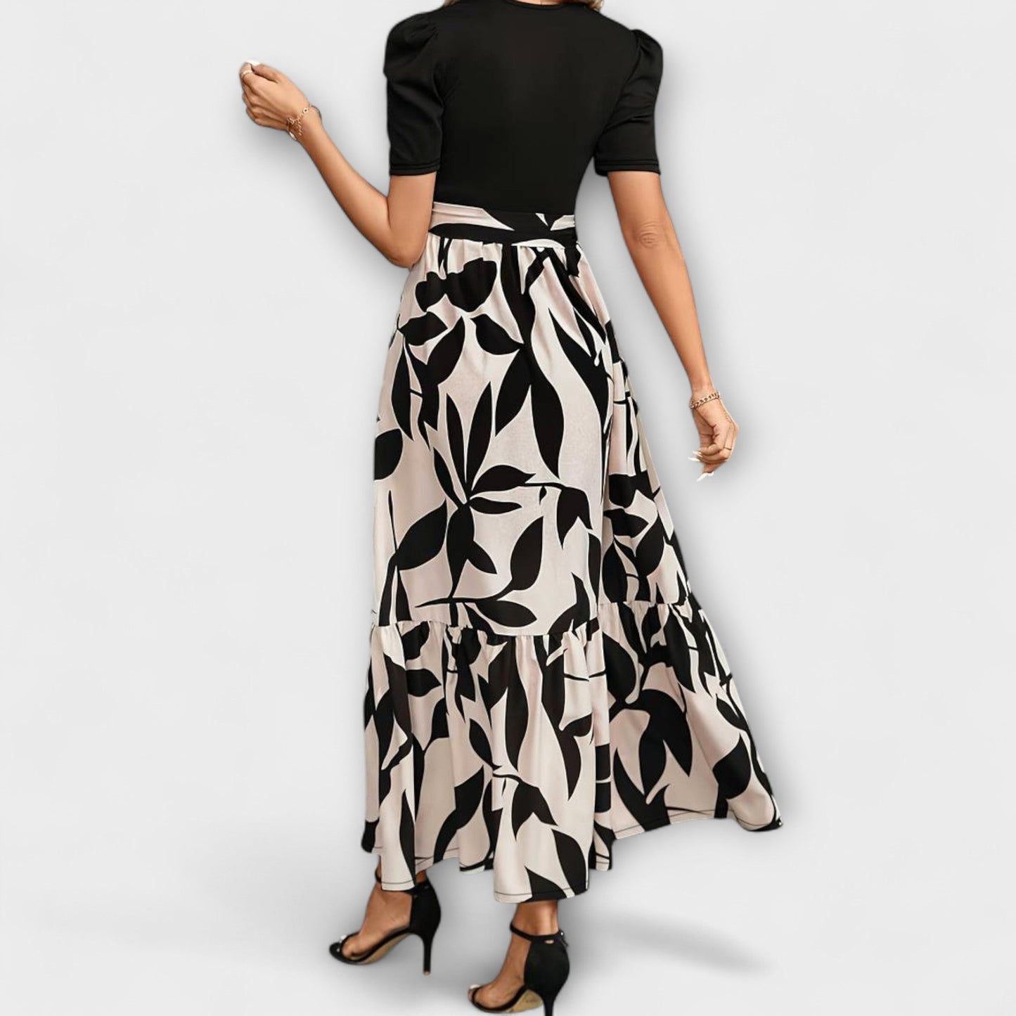 Luna - Floral Print Summer Dress with Round Neck