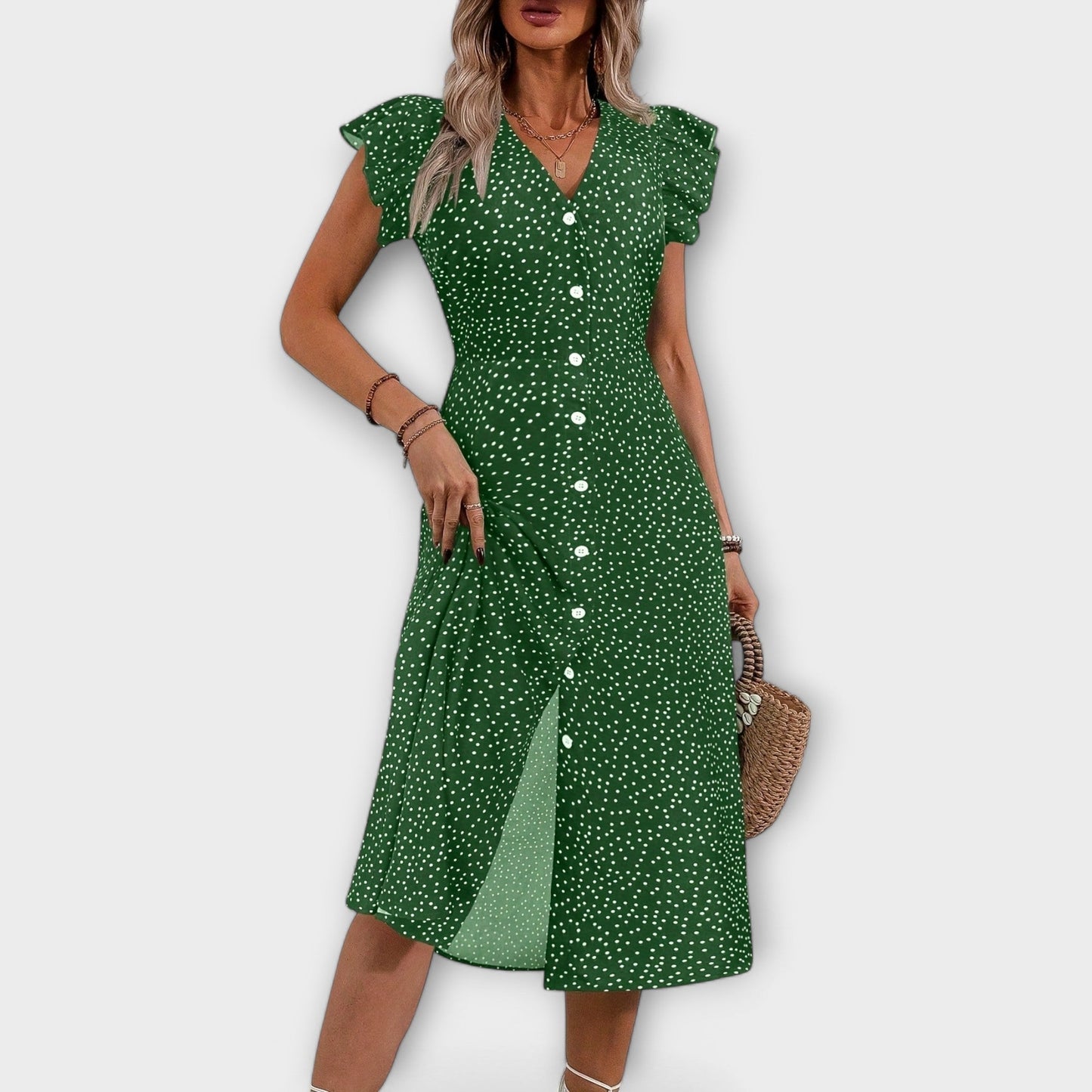 Stylish Polka Dot Midi Dress
