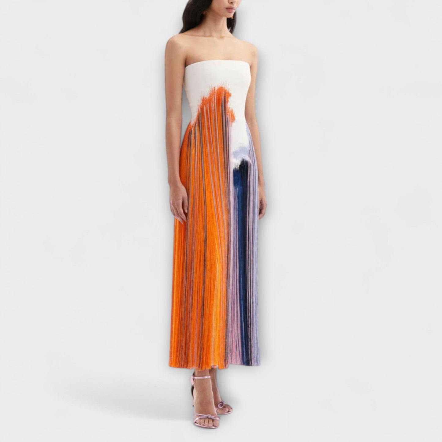 Summer - Chic Colorblock Dress with Trendy Tassels