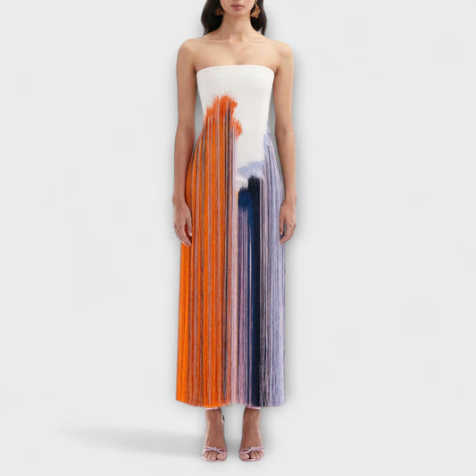 Summer - Chic Colorblock Dress with Trendy Tassels