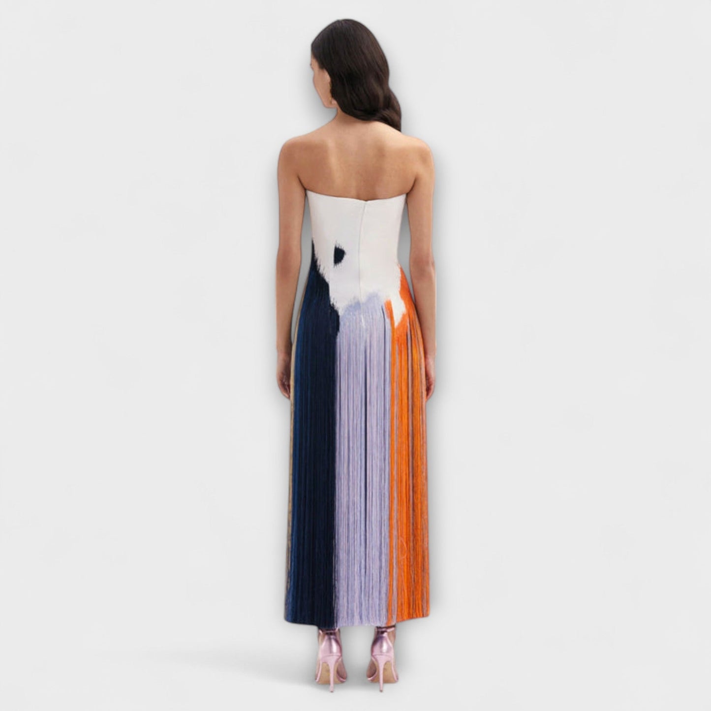 Summer - Chic Colorblock Dress with Trendy Tassels
