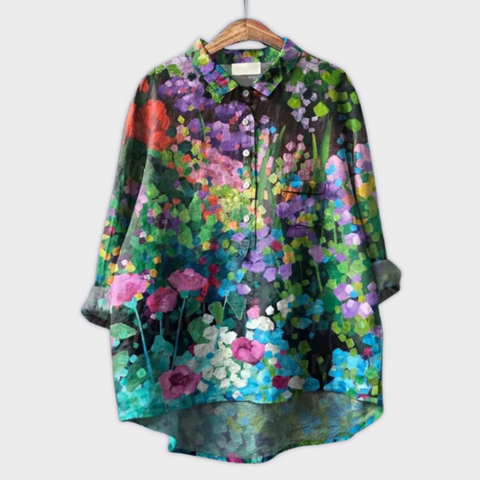 Magdalena - Handcrafted Women's Blouse with Floral Design