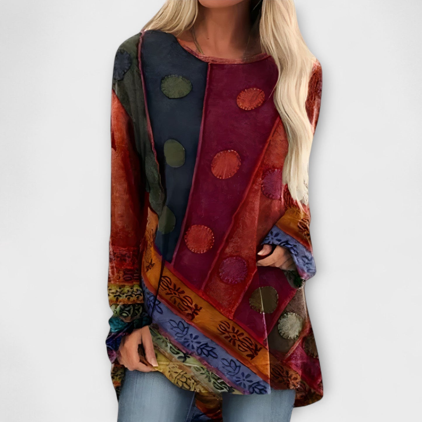 Chic Women's Blouse with Ethnic Print