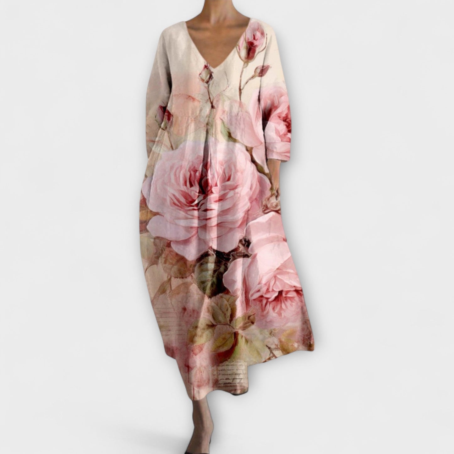 Fiona - Long, Colorful V-Neck Dress