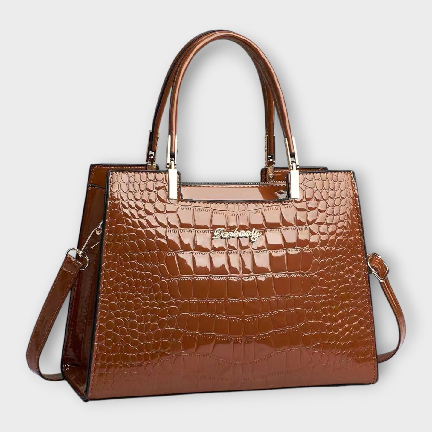 Lora - Glossy Crocodile Print Handbag