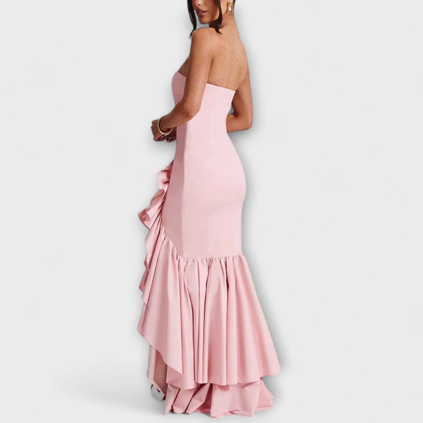 Zuri - Off-Shoulder Slim Fit Maxi Dress with Asymmetrical Hemline