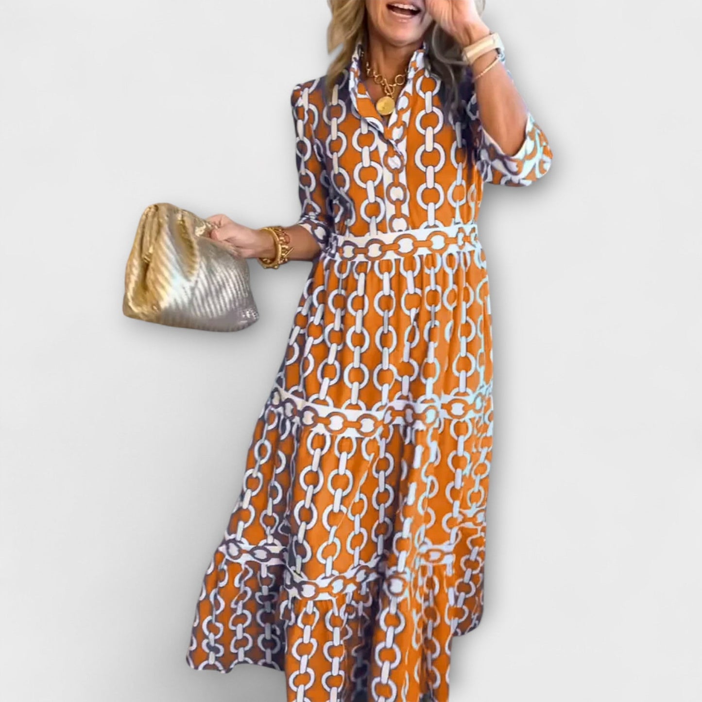 Juliette - Midi Dress with Chain Print