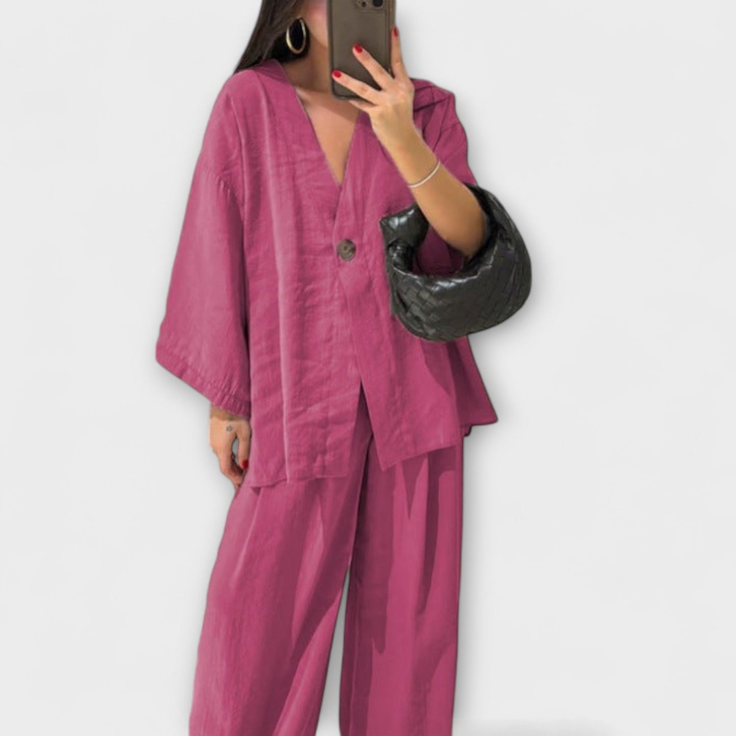 Jacqueline - Casual V-Neck Top and Pants Set