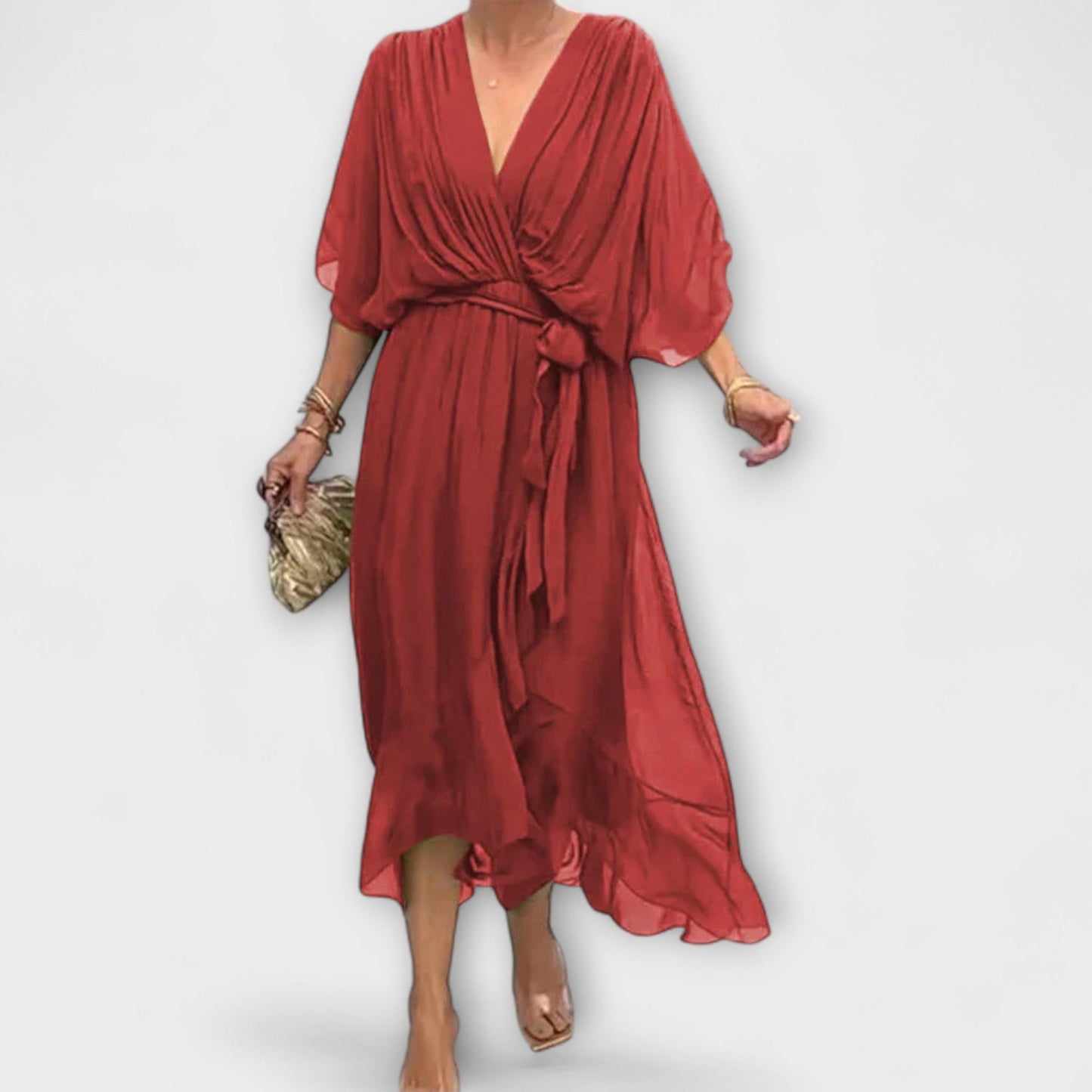 Amoura - V-Neck Chiffon Dress