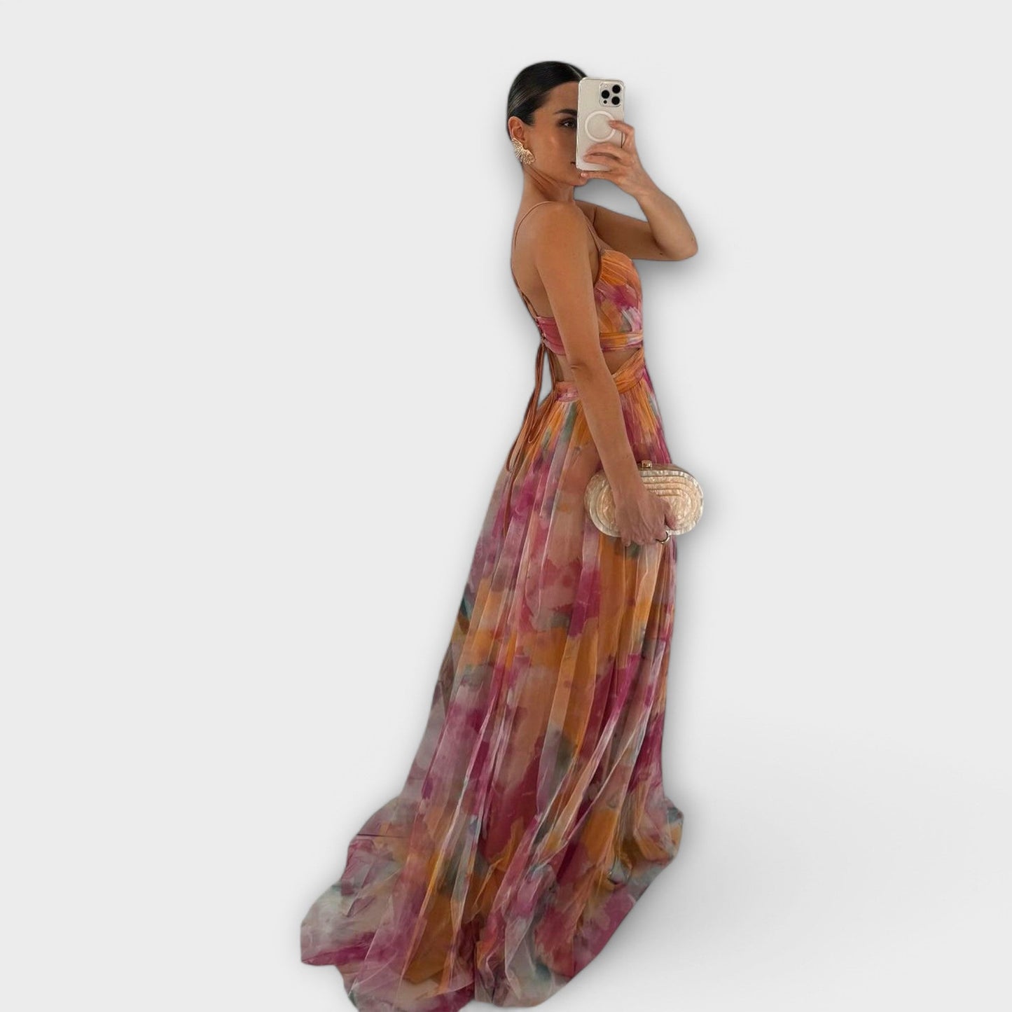 Annai Mesh Maxi Dress - Elegant and Form-Fitting