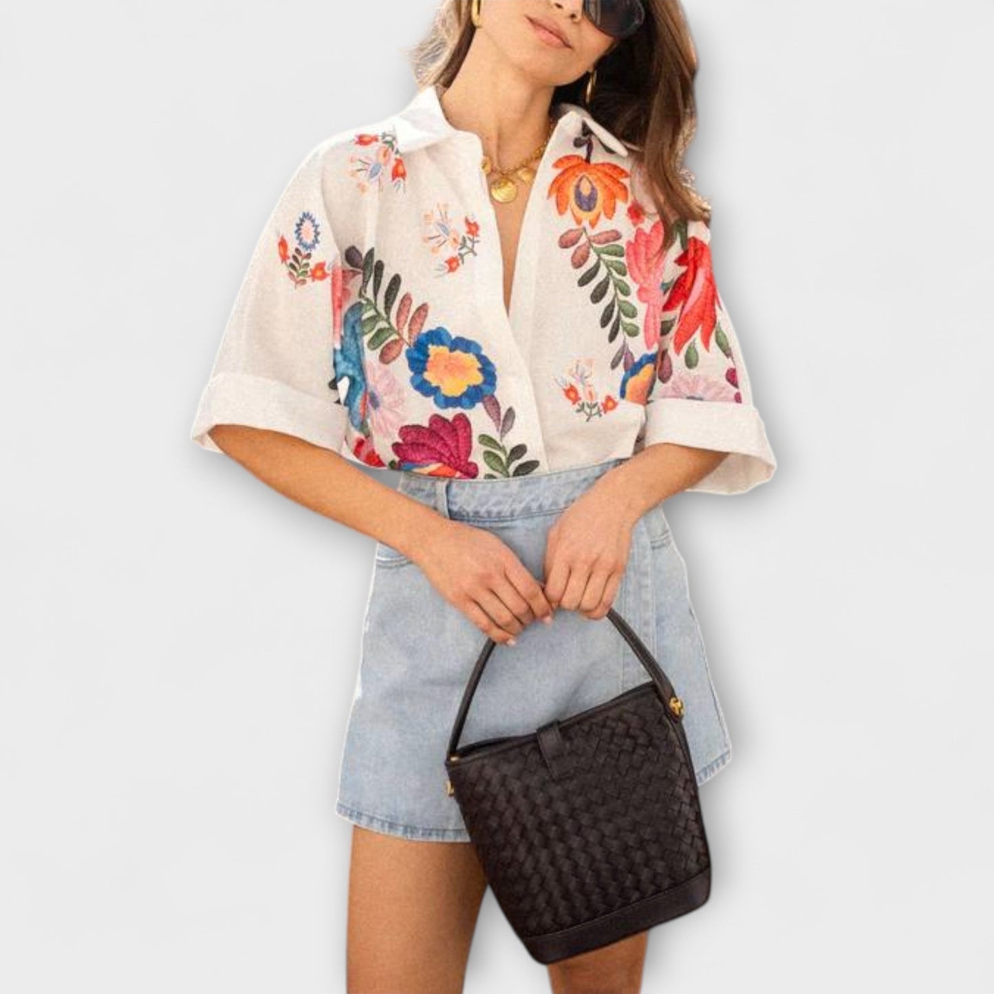 Ziva - Carla Short Sleeve Floral Print Shirt