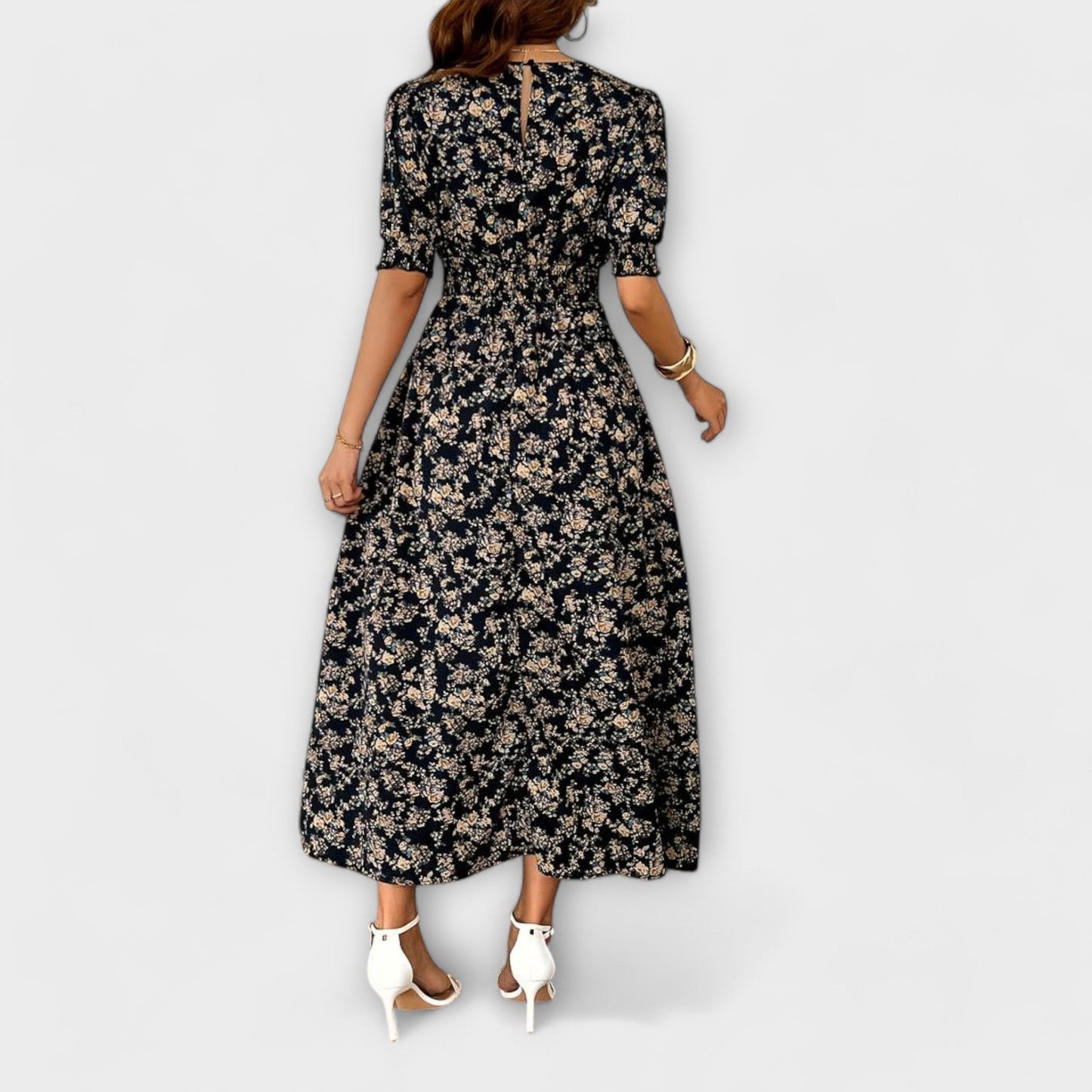 Amelia - Floral Pattern Dress with Round Neck