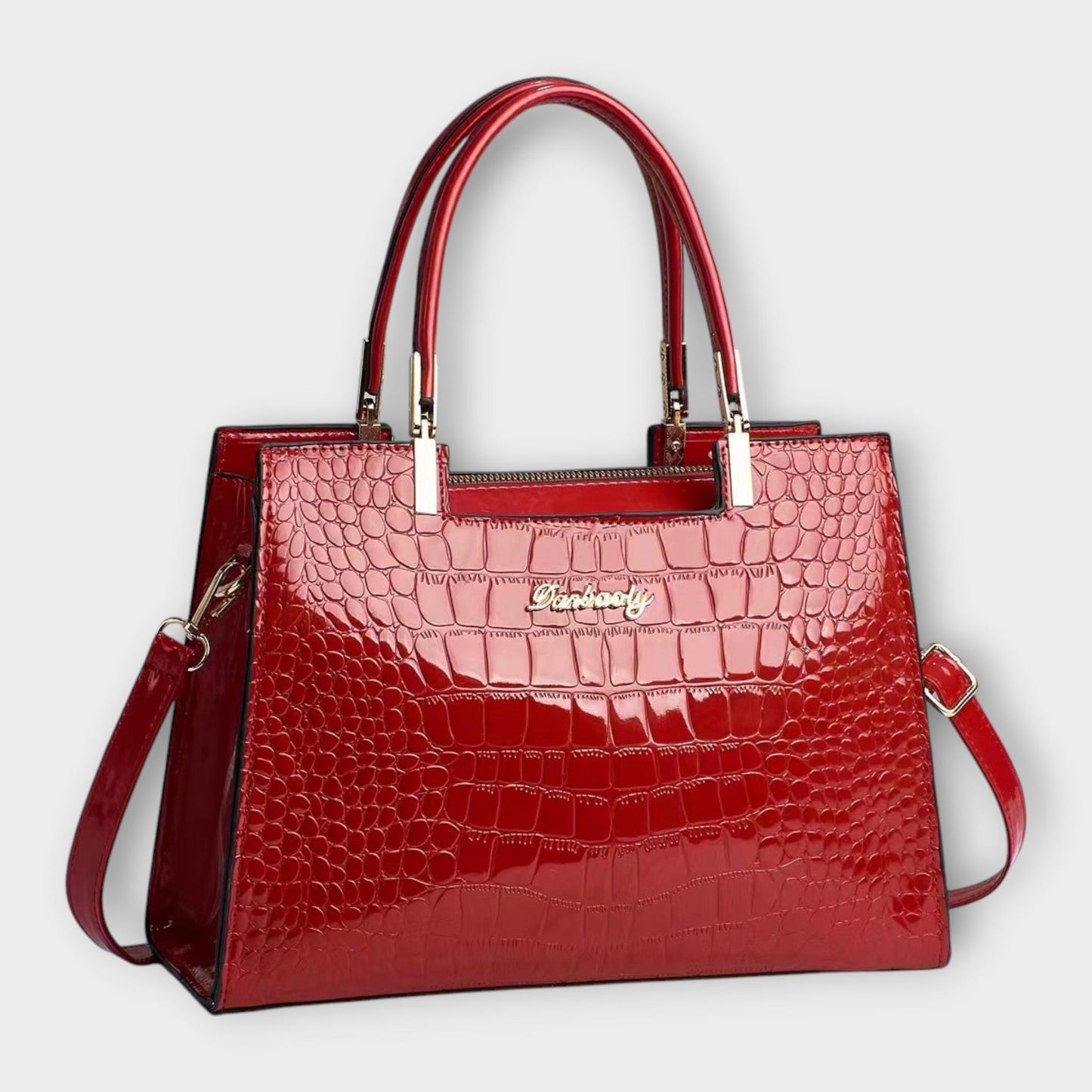 Lora - Glossy Crocodile Print Handbag