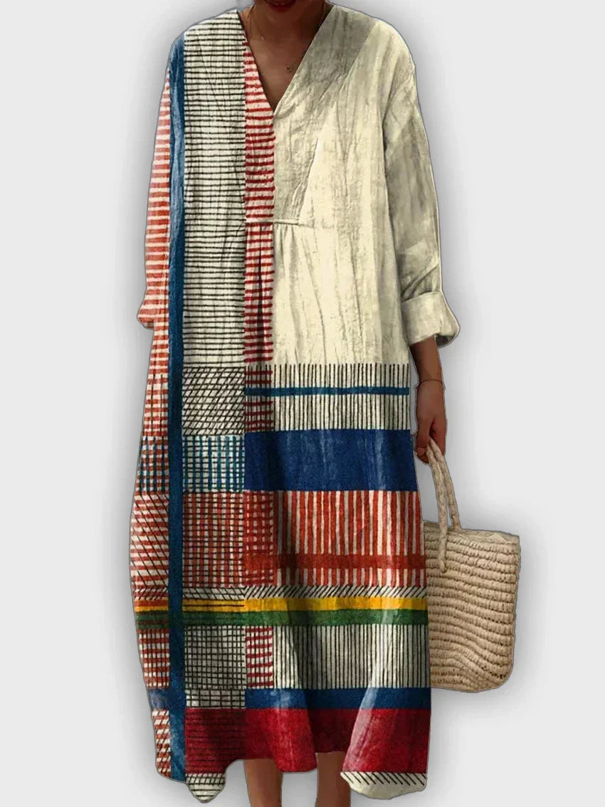 Geometric Dress with Flowing Silhouette