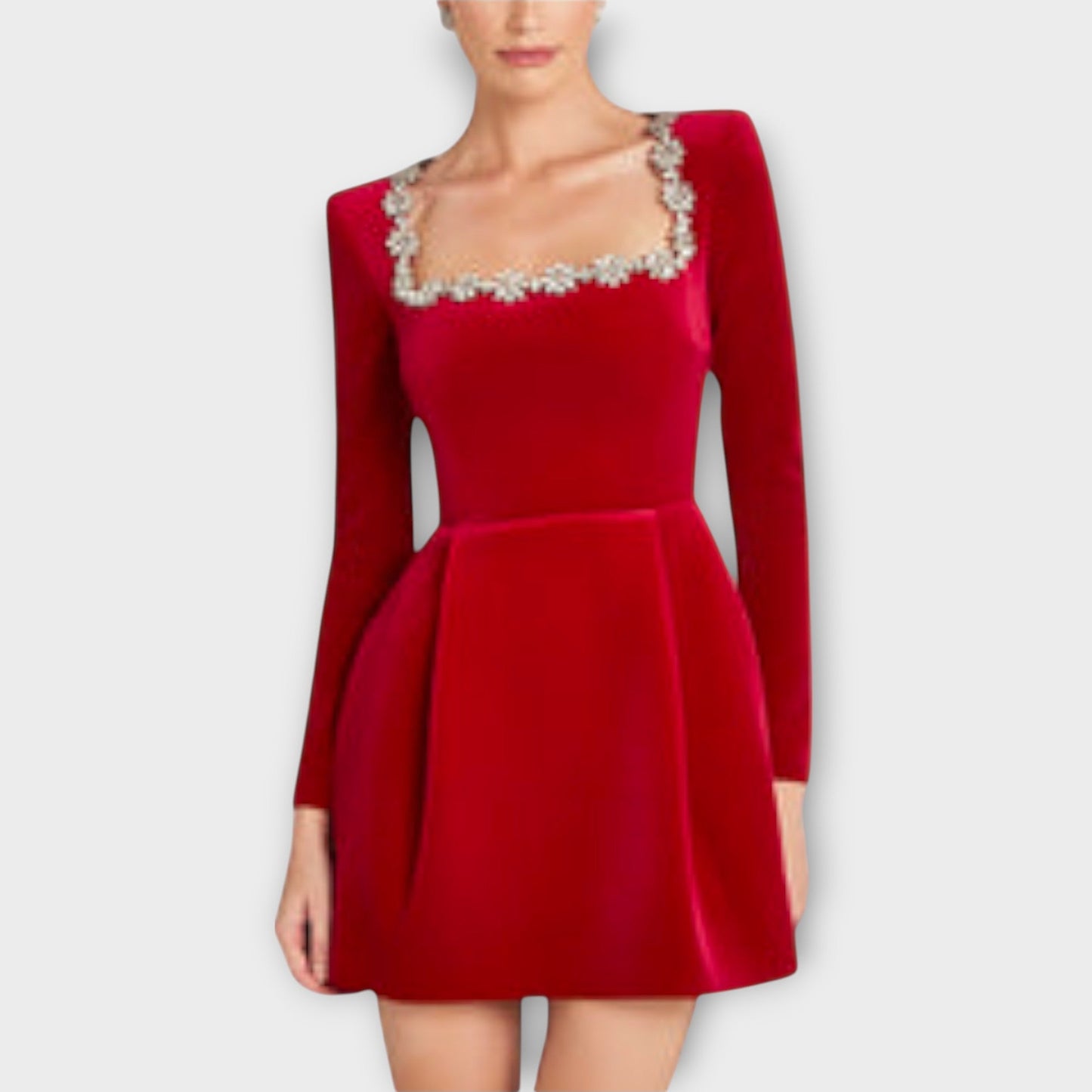 Wren - Velvet Mini Dress with Jewel Accents