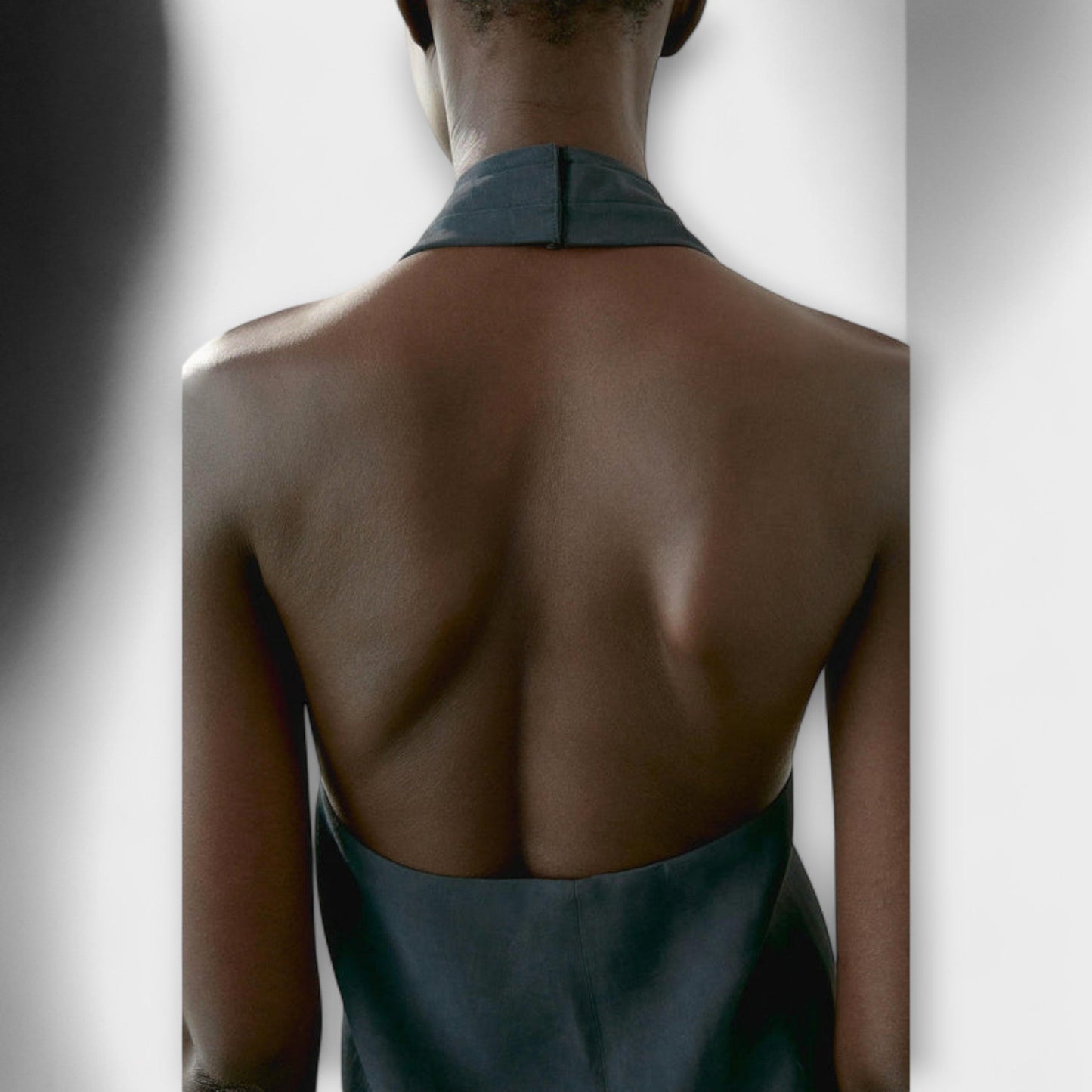 Hannah - Blue Halter Neck Top with Back Cutout Design