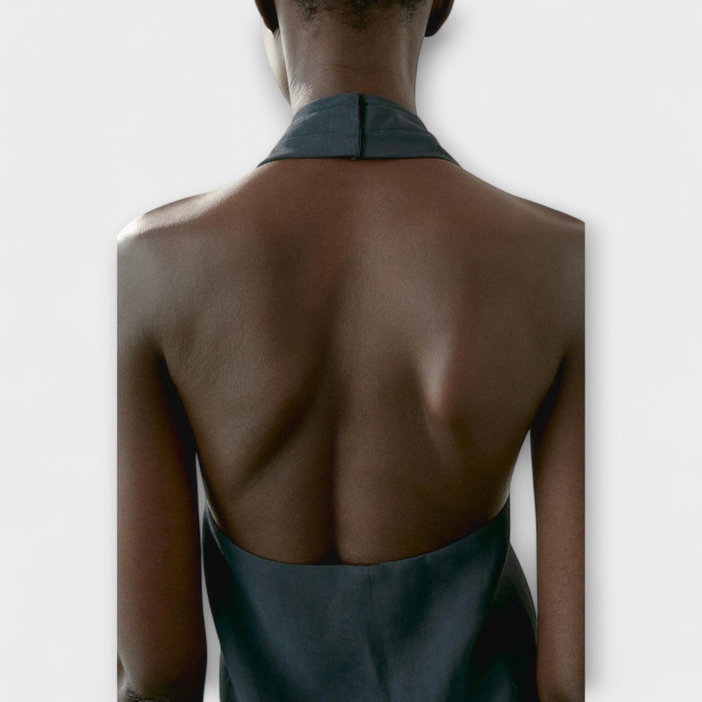 Leah - Blue Halter Neck Top with Back Cutout Design