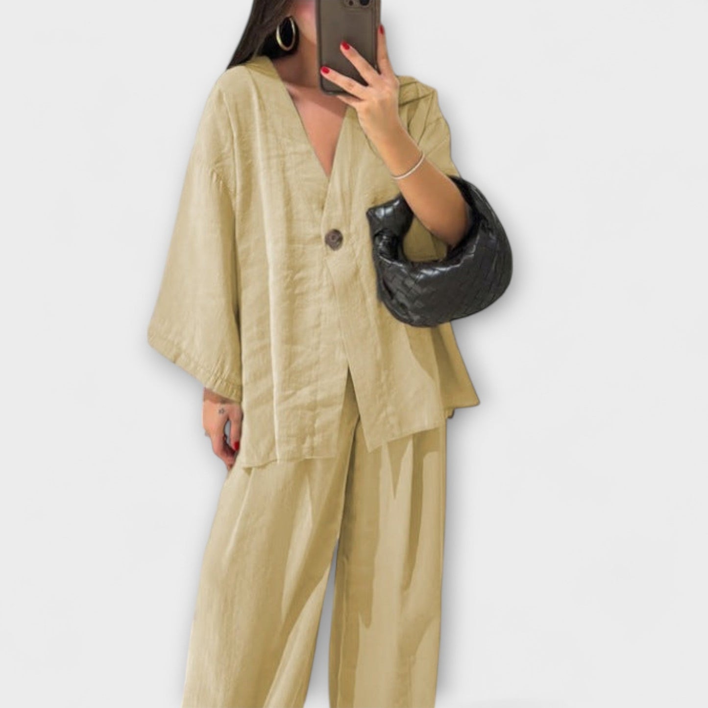 Jacqueline - Casual V-Neck Top and Pants Set