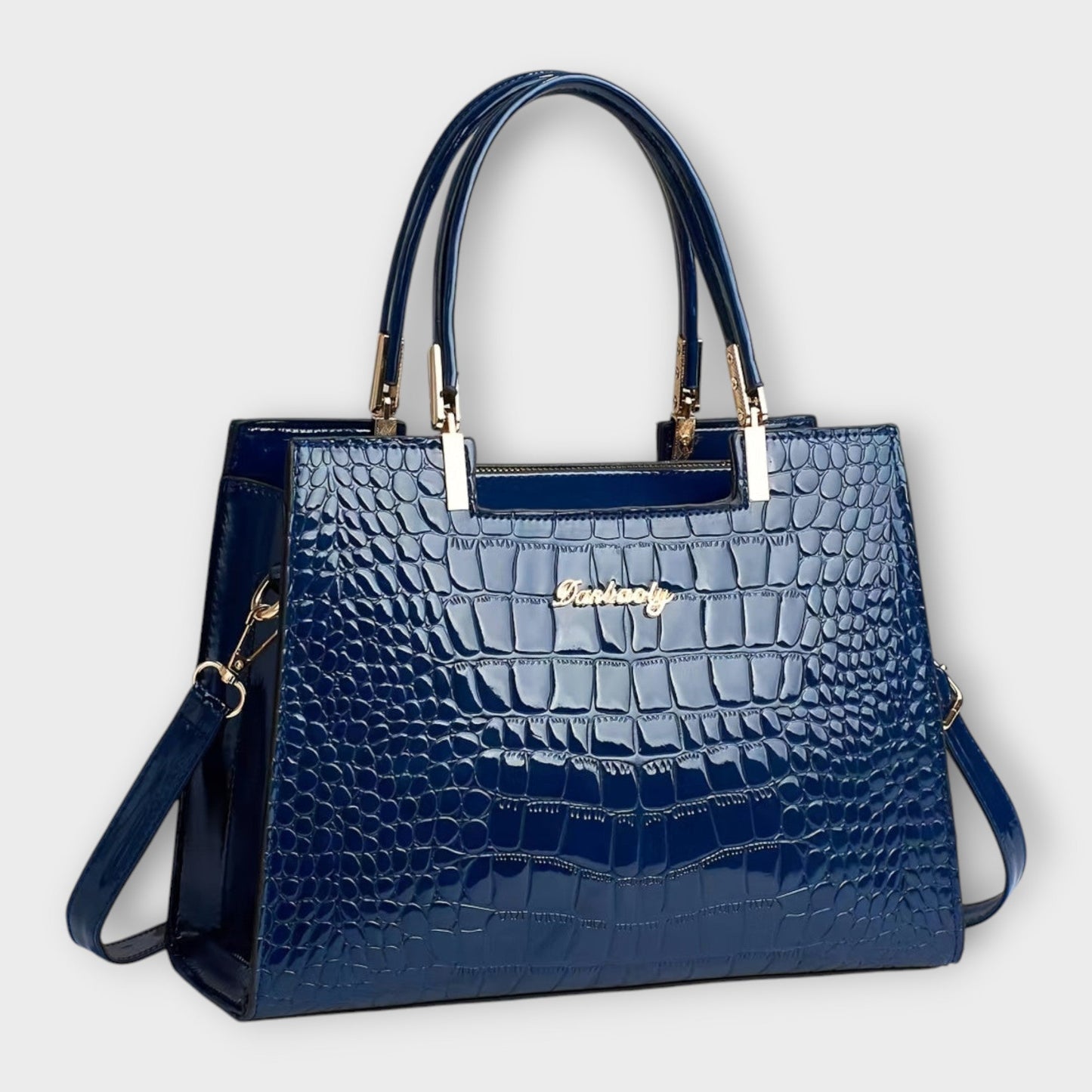 Lora - Glossy Crocodile Print Handbag