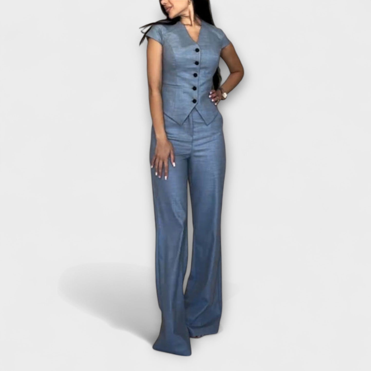 Ivy - Chic V-Neck Top and Pants Set