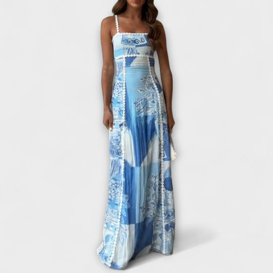 Terazza Ric Rac - Flared Slip Maxi Dress in Linen