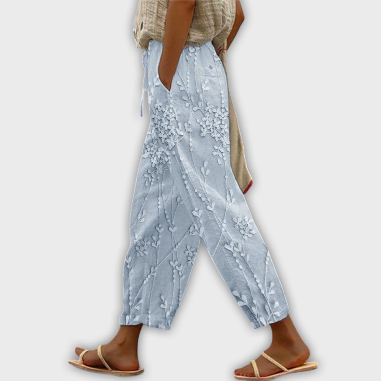 Zoey - Grape Leaf Pattern Printed Pants