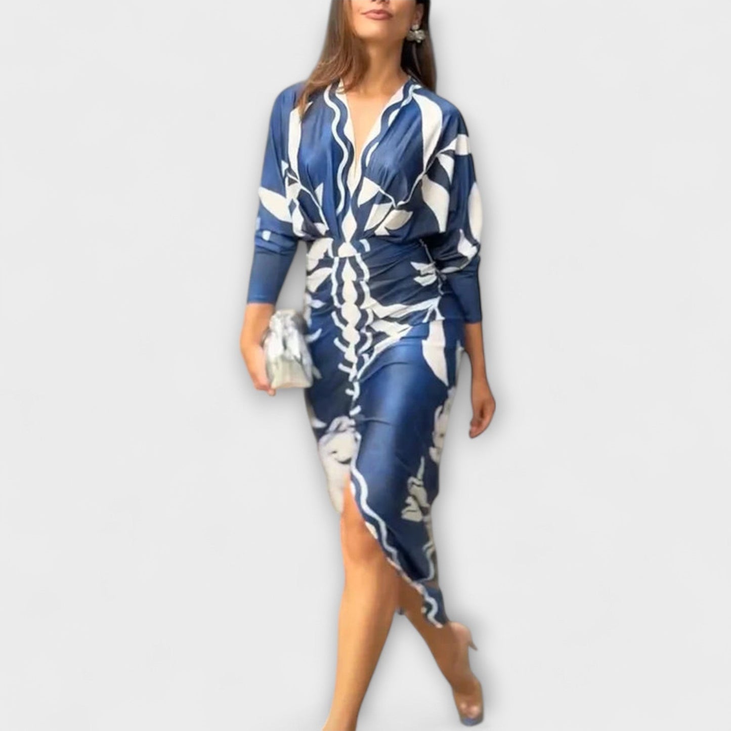 Cleo - One-of-a-Kind Dolman Midi Dress with Brazilian Print