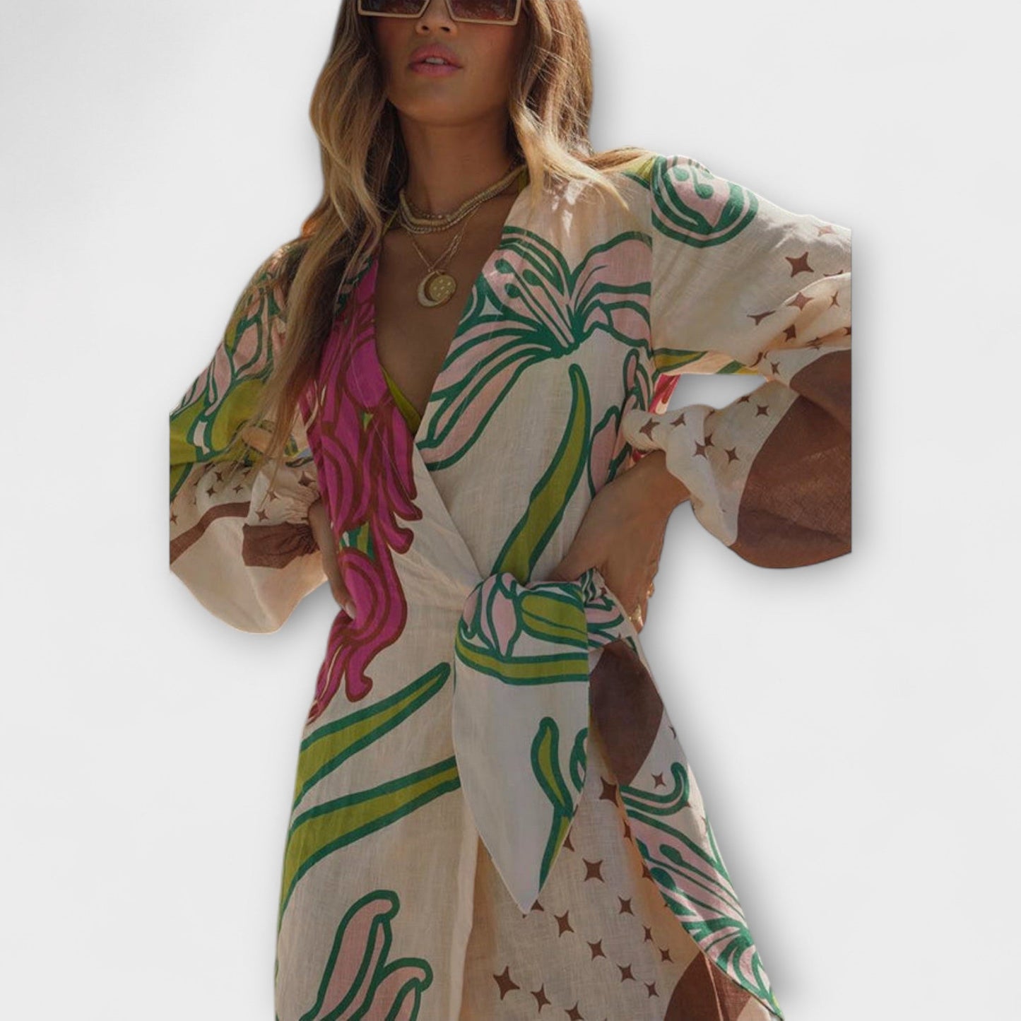 Tracey - Tie Waist Maxi Tunic Dress